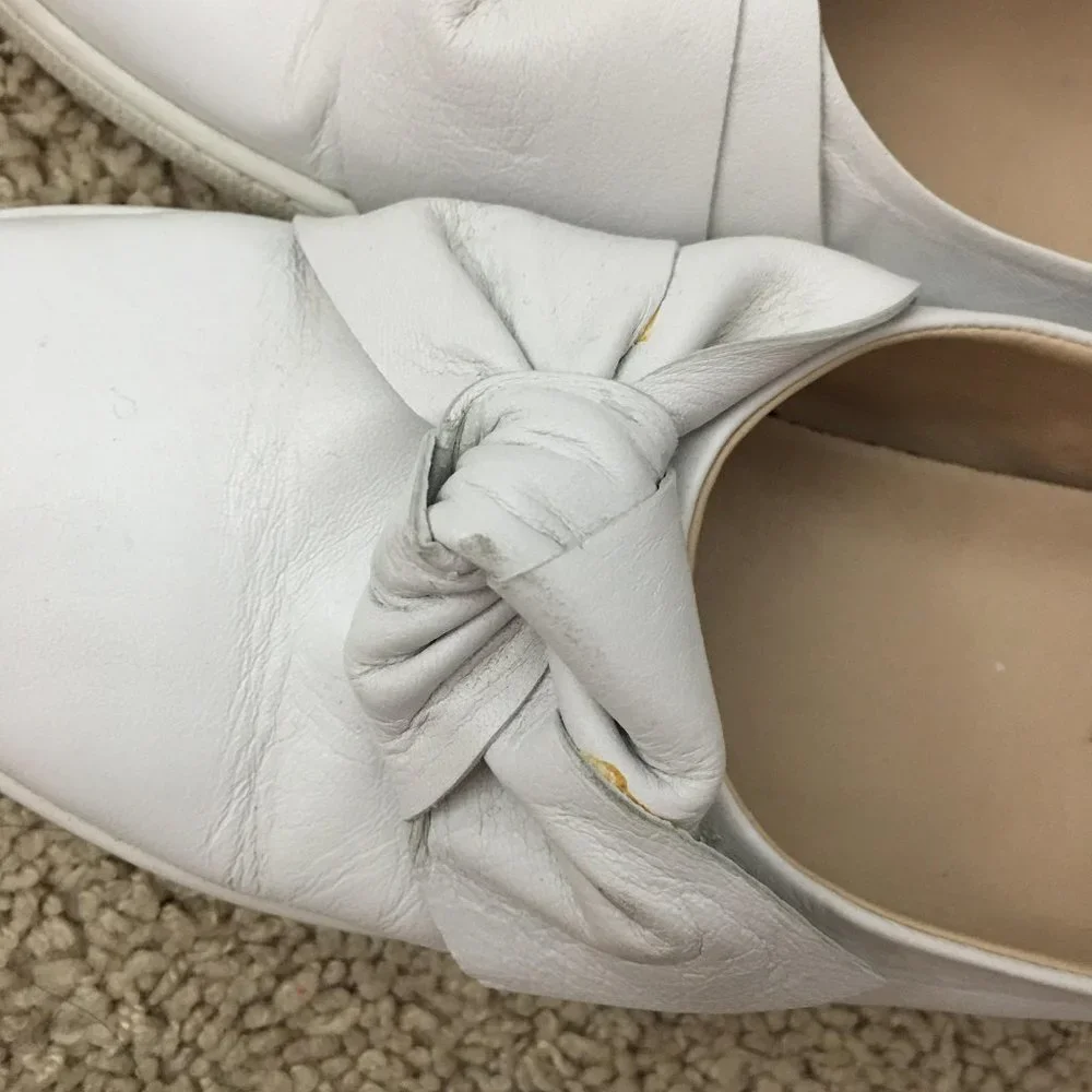 Zara women leather mule plimsolls with bow size 8 ref: 1751/101